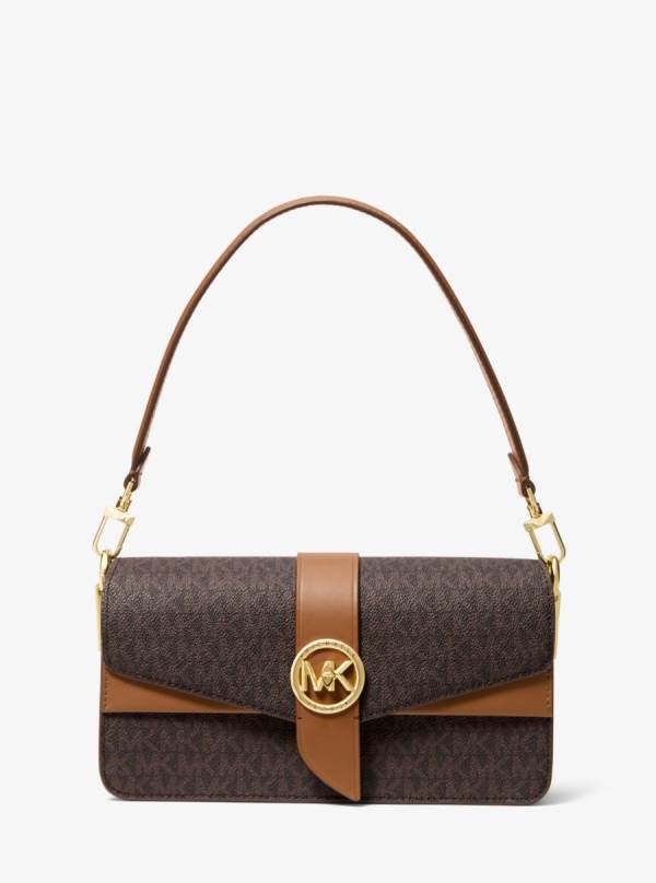 Damske Taška Cez Rameno Michael Kors Greenwich Medium Logo Čokoláda Žlté - Kabelky Michael Kors Vypredaj | WZKDT-4980
